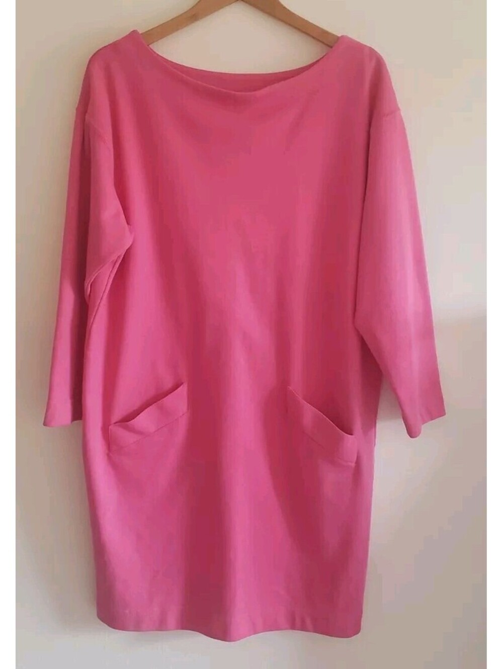 VTG Plus Size Hot Pink Midi Dress Women's 16 Clifford & Wills Shift Pockets USA